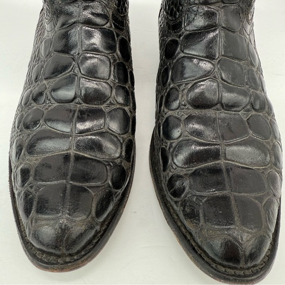 Veari Buitre size 9.5 Men’s Black Alligator Genuine Leather Cowboy Western Boots - Picture 3 of 15